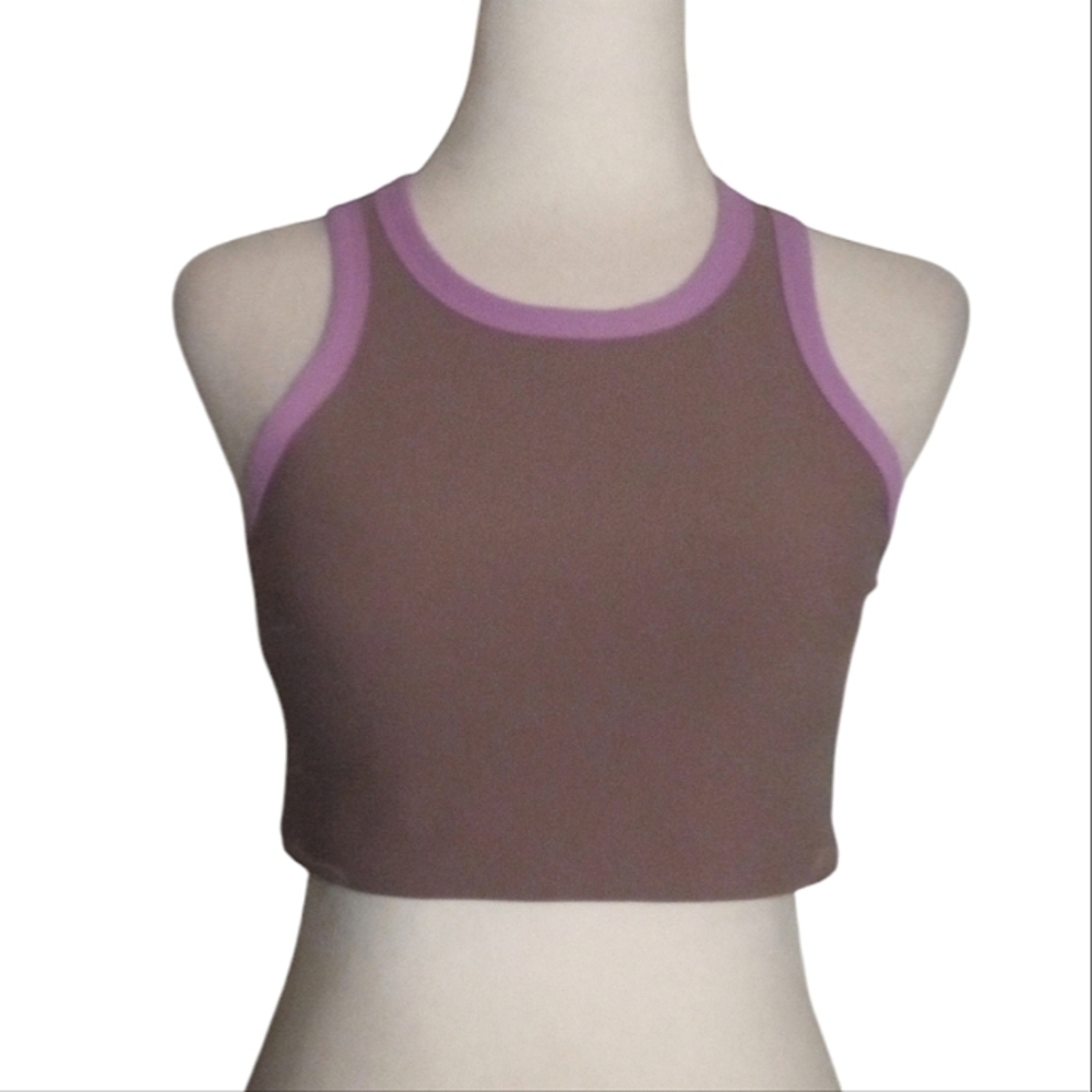 Wilo Australia Colorblock Mauve Lavender Stretchy Sports Bra Workout Top Medium